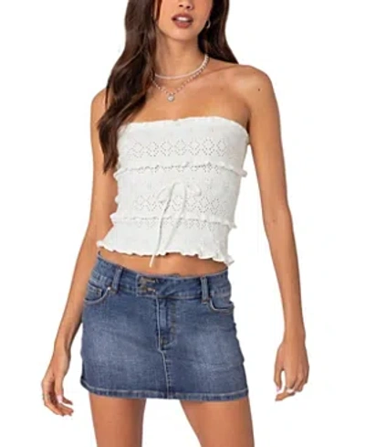 Edikted Cecily Strapless Knit Top In Cream