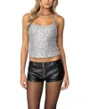 Edikted Celene Sequin Tank Top In Silver
