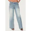 Edikted Celia Grommet Washed Low Rise Light Rinse Wash Jeans In Multi