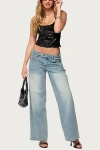 Edikted Celia Grommet Washed Low Rise Jeans In Light/blue, Women's At Urban Outfitters In Blue