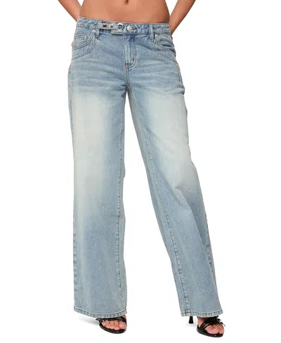EDIKTED CELIA GROMMET WASHED LOW RISE LIGHT RINSE WASH JEANS