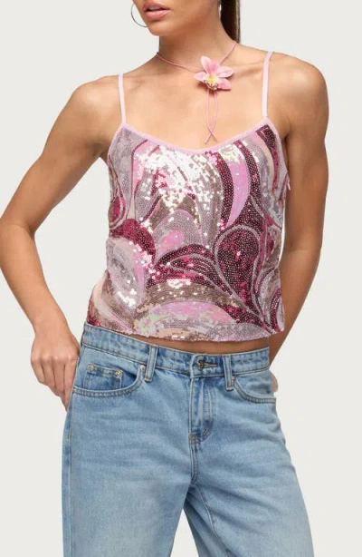 Edikted Ceren Abstract Sequin Camisole In Pink