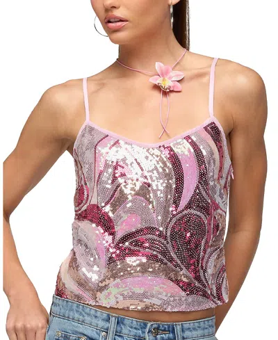 Edikted Ceren Abstract Sequin Camisole In Pink