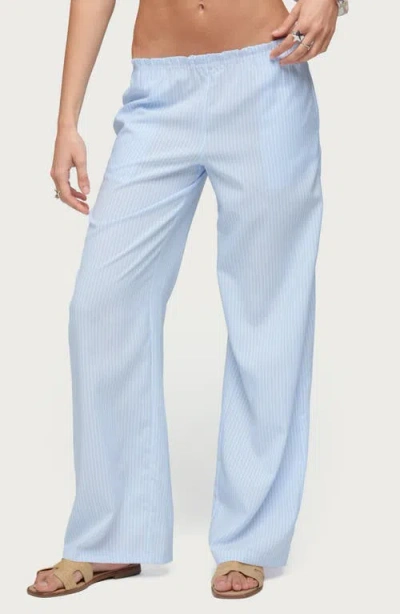 Edikted Cersei Stripe Low Rise Straight Leg Pants In Blue