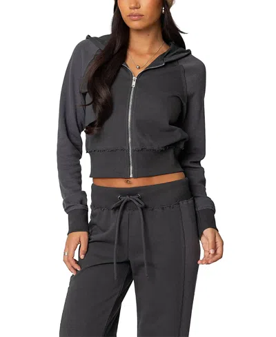 EDIKTED CHANDLER WAFFLE HOODED CARDIGAN