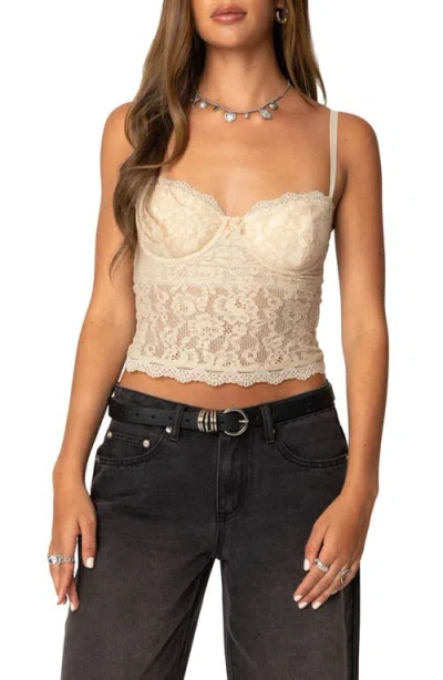 Edikted Charisma Lace Camisole In Beige