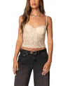 Edikted Charisma Lace Camisole In Beige