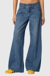 Edikted Charlie Panel Stitch Low Rise Jeans In Blue/washed, Women's At Urban Outfitters