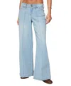 Edikted Charlie Panel Stitch Low Rise Light Rinse Wash Jeans In Blue