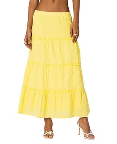 Edikted Charlotte Tiered Maxi Skirt In Yellow