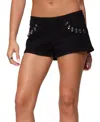 Edikted Grommet Charm Denim Micro Shorts In Black
