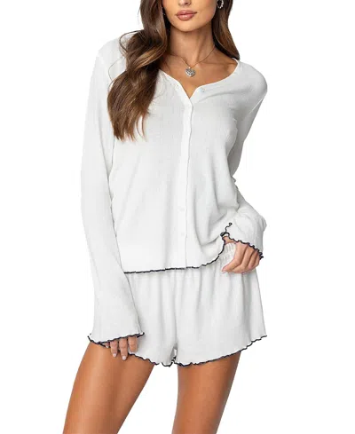 EDIKTED CHELSEY BUTTON UP POINTELLE TOP