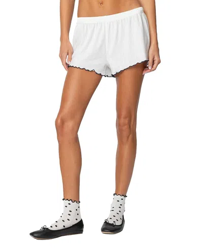 Edikted Chelsey Pointelle Shorts In White