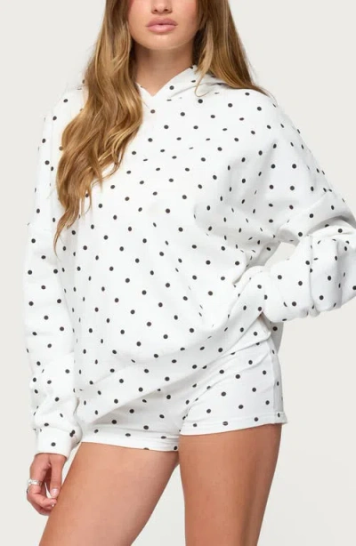 Edikted Chelsie Polka Dot Cotton Blend Hoodie In White