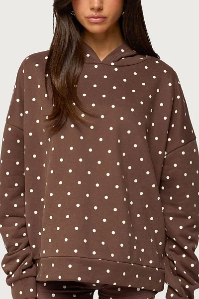 Edikted Chelsie Polka Dot Hoodie In Brown, Women's At Urban Outfitters