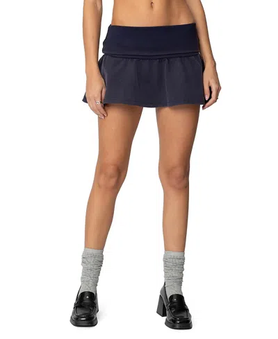 Edikted Cher Fold Over Mini Skirt In Navy