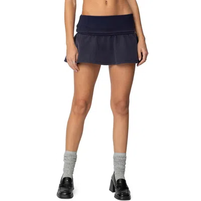 Edikted Bubble Denim Miniskort In Navy