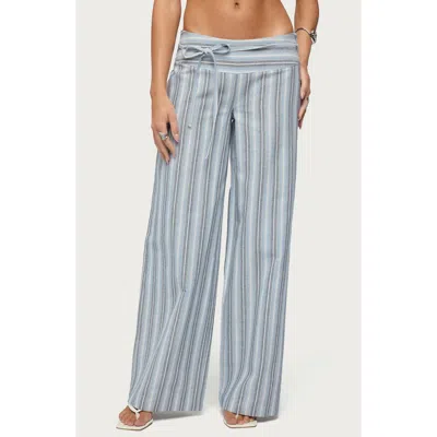Edikted Chera Striped Wide Leg Pants In Blue