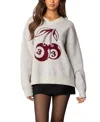 Edikted Cherry Three Oversized V-neck Sweater In Gray Melange