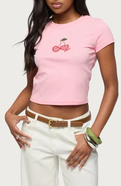 Edikted Cherry Crush T Shirt In Pink