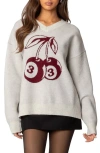Edikted Cherry Three Oversized V-neck Sweater In Gray-melange