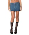 Edikted Chiara Low Rise Denim Miniskirt In Blue