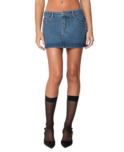 Edikted Chiara Denim Micro Skirt In Blue