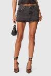 Edikted Chiara Denim Mini Skirt In Black/washed, Women's At Urban Outfitters