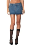Edikted Chiara Low Rise Denim Miniskirt In Blue