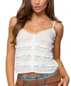 Edikted Chrissa Embroidered Cotton Ruffle Top In White
