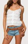 Edikted Chrissa Embroidered Ruffled Cotton Camisole In White