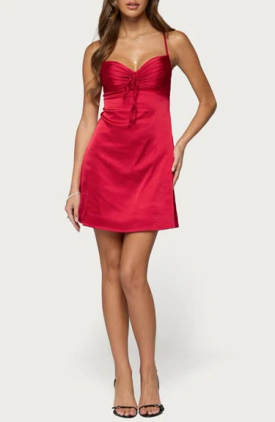 Edikted Christina Satin Effect Minidress In Red