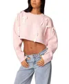 Edikted Chunky Bow Cropped Sweater In Pink