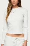 Edikted Cicilia Long Sleeve Ribbed T Shirt In White