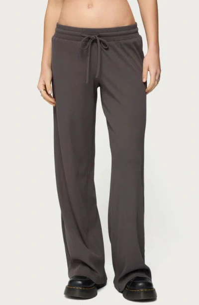 Edikted Cicilia Rib Drawstring Pants In Gray