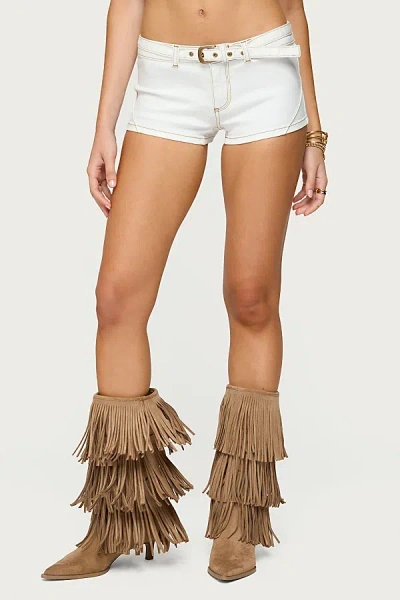 EDIKTED CIEL LOW RISE DENIM MICRO SHORTS IN WHITE, WOMEN'S AT URBAN OUTFITTERS