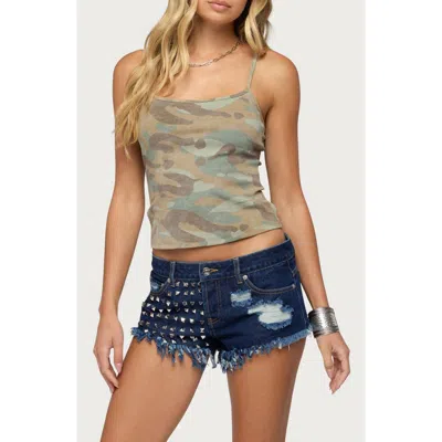 Edikted Ciellah Camouflage Print Stretch Cotton Crop Camisole In Multi