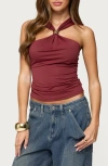 Edikted Cielle Wide Strap Gathered Top In Red
