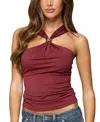 Edikted Cielle Wide Strap Gathered Top In Burgundy