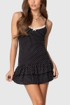 Edikted Cienna Strappy Polka Dot Mini Dress In Black/and/white, Women's At Urban Outfitters