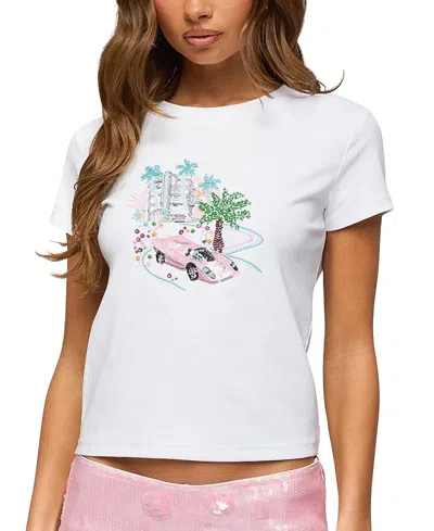 Edikted City Angel Beaded Baby T Shirt In White