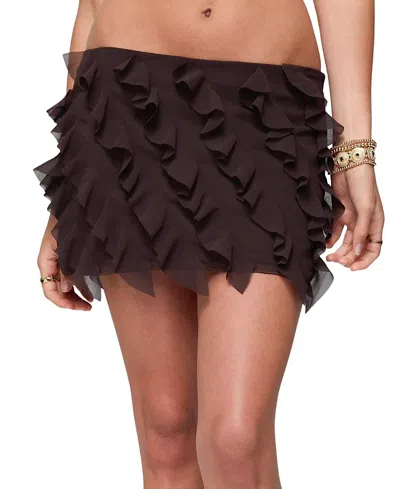 EDIKTED CLARE CHIFFON RUFFLED MINI SKIRT