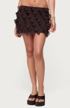 Edikted Clare Ruffle Chiffon Miniskirt In Brown