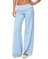 Edikted Clarisse Stripey Flared Knit Pants In Blue