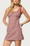 Edikted Clarren Gingham Sleeveless Minidress In Multi