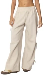 Edikted Claudette Baggy Ribbon Sweatpants In Cream