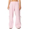 Edikted Claudette Bow Wide Leg Sweatpants In Pink