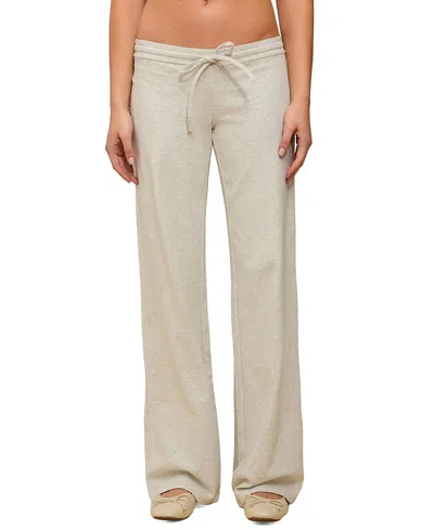 Edikted Claudia Stretch Cotton Drawstring Straight Leg Pants In Neutral