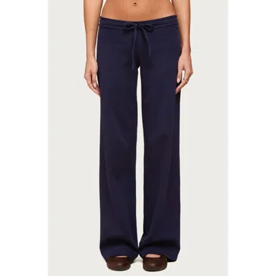 Edikted Claudia Stretch Cotton Straight Leg Drawstring Pants In Blue