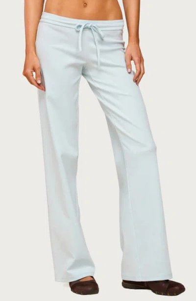 Edikted Claudia Stretch Cotton Straight Leg Drawstring Pants In Blue